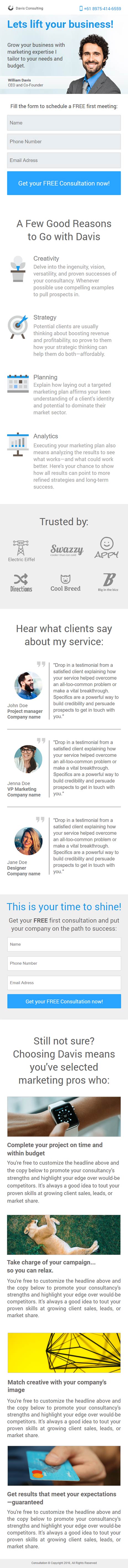 Landing page template: Business consultant