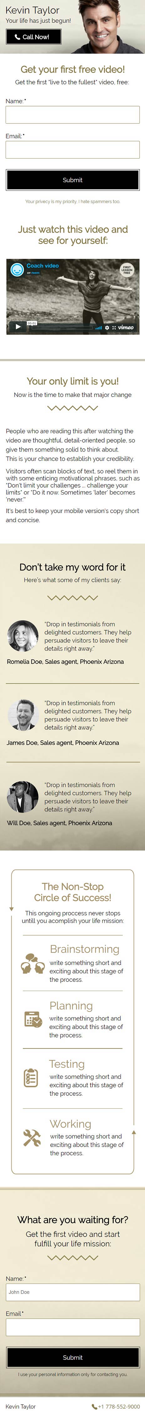 Landing page template: Life coach