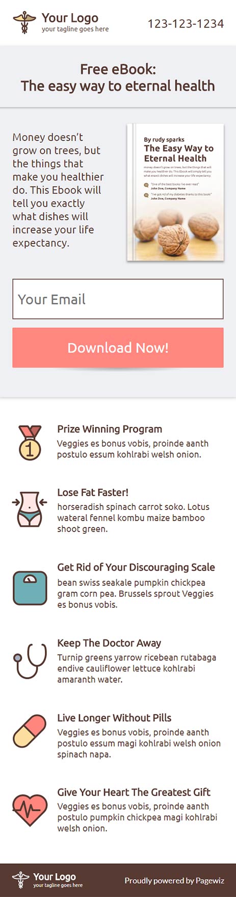 Landing page template: Health ebook