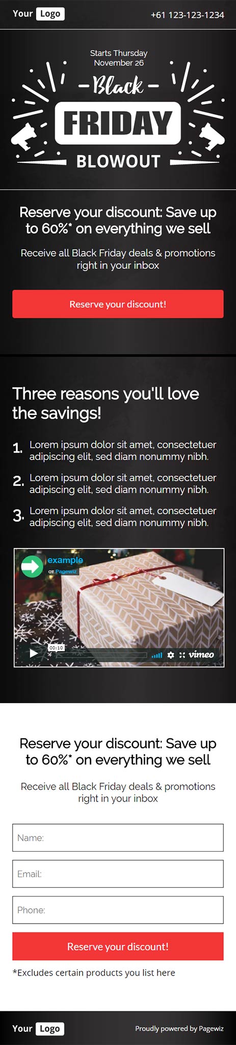 Landing page template: Black Friday blowout