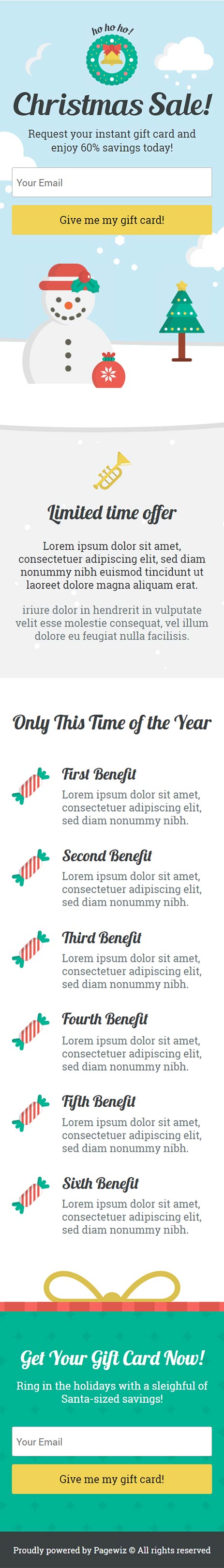 Landing page template: Christmas gift card