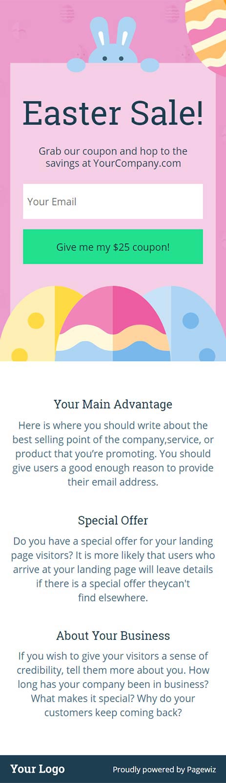 Landing page template: Easter Sale