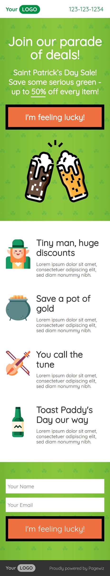 Landing page template: Saint Patrick’s Day