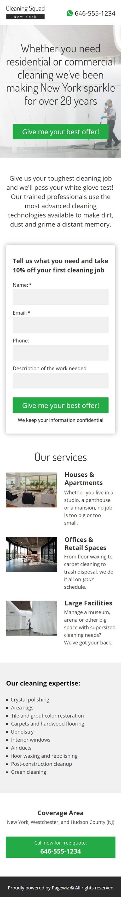 Landing page template: Clean Green