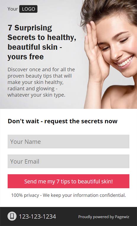 Landing page template: Beauty spa