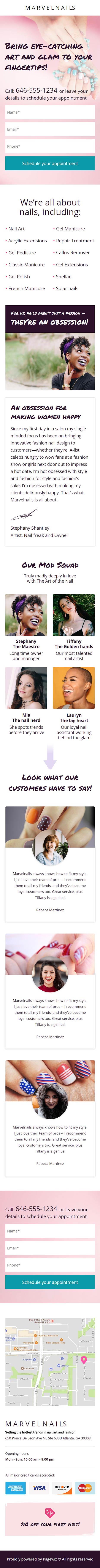 Landing page template: Nail fashion