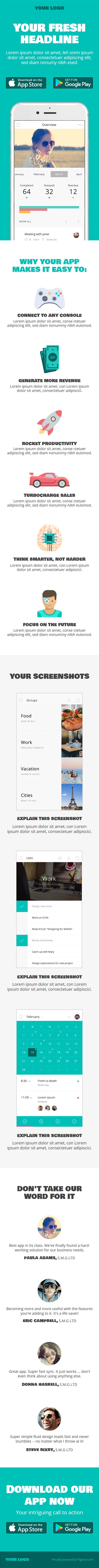 Landing page template: Fresh app - turquoise