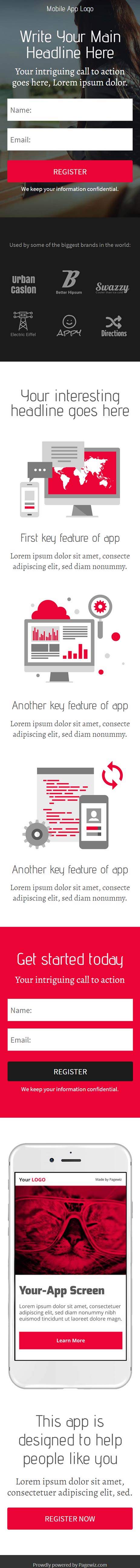 Landing page template: Red power promo