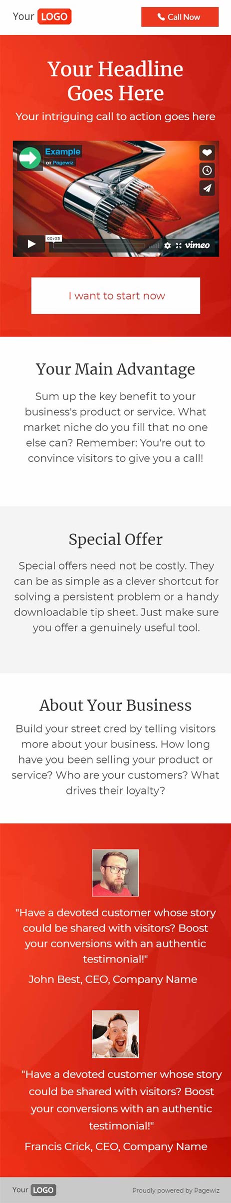 Landing page template: Orange fire