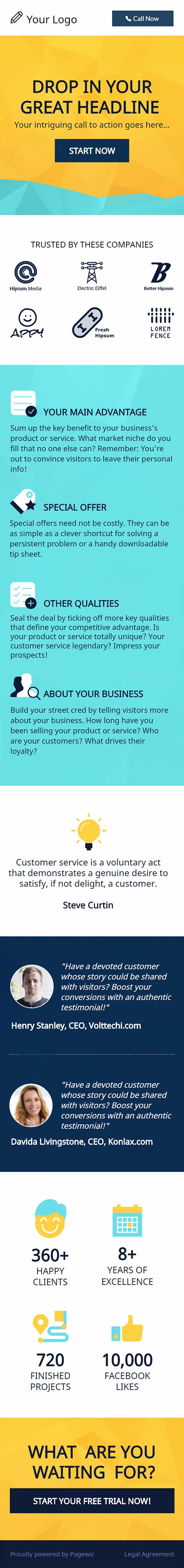 Landing page template: Turquoise mountains