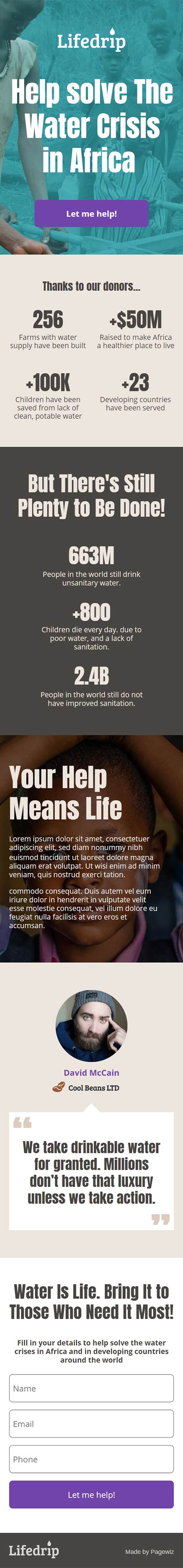 Landing page template: Clean water
