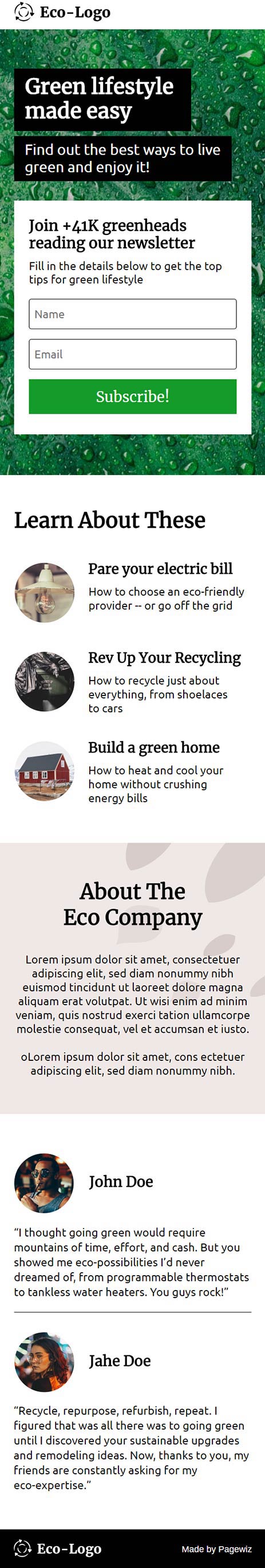 Landing page template: Live green