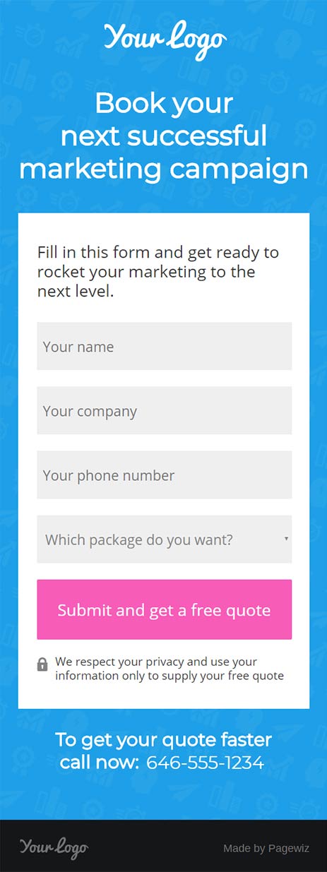 Landing page template: Marketing Services Pitch