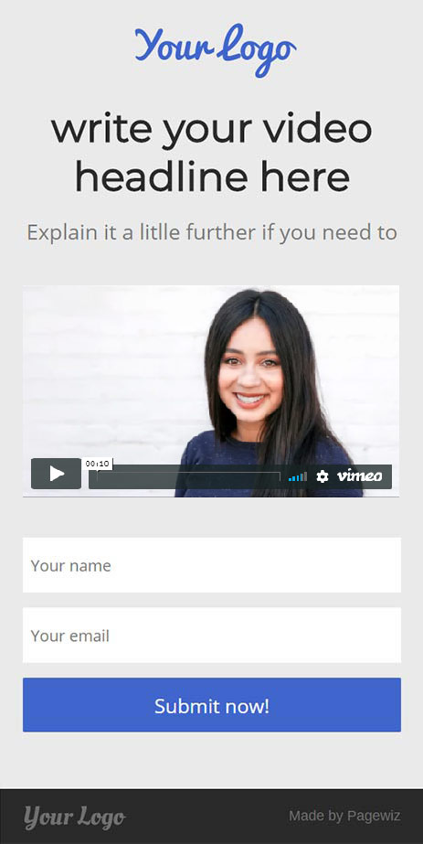 Landing page template: Video Proposal