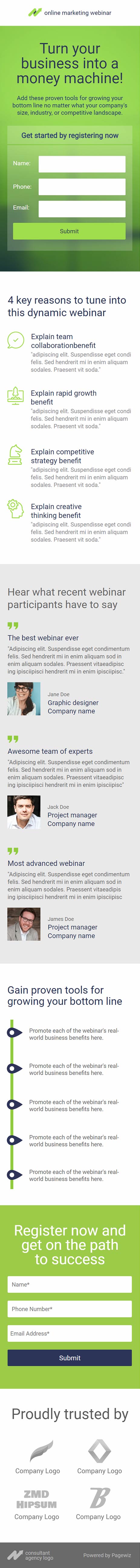 Landing page template: Lime Accent Webinar